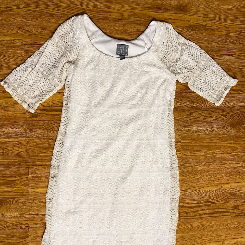 rabbit rabbit rabbit designs women's juniors white lacy dress size 4 small